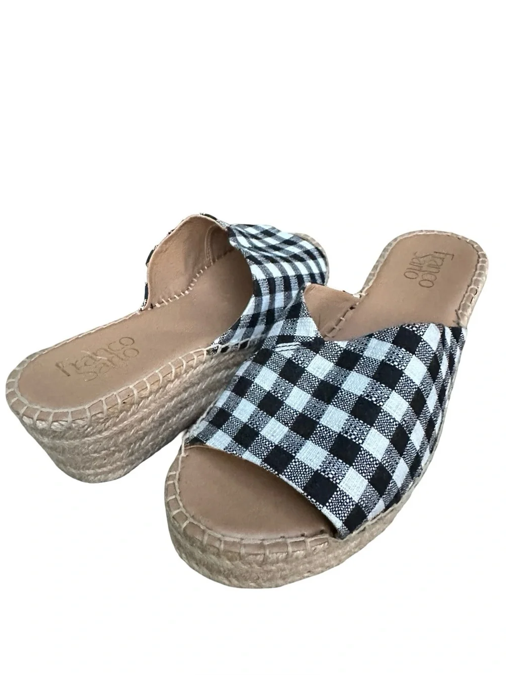 Franco Sarto Gingham Espadrille Slip on Slide Sandals Women’s 7